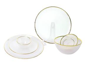 Quality Round Golden Rim 33cm Embossed Crystal Glass Plates Transparent Homemade wholesale