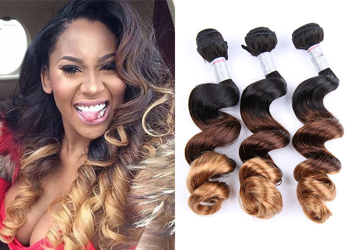 Women's Human Hair Extensions 3 Tone Loose Wave 12 inch - 28 inch