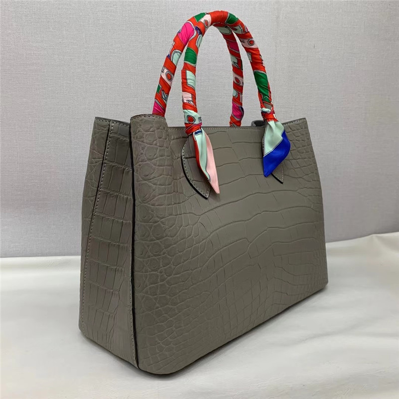 Authentic Crocodile Belly Skin Women Totes Purse Female Handbag Genuine Alligator Leather OL Lady Large Shoulder Bag