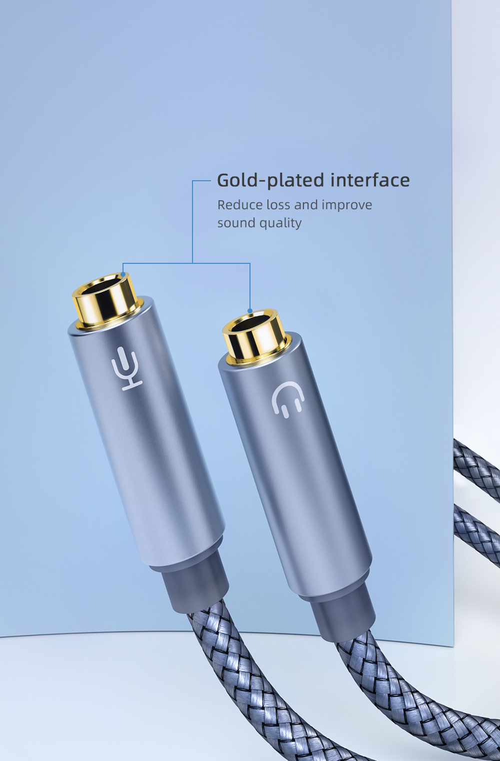 Braid Shielding 3.5MM Audio Adapters 2 In 1 Supporting Microphone Audio Cable