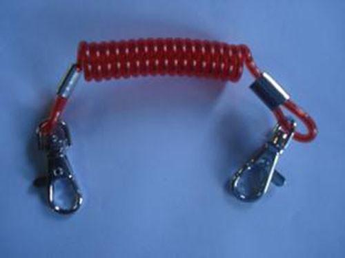 Orange Plastic Core Detachable Elastic Coil Cord W/Stainless Steel Ring