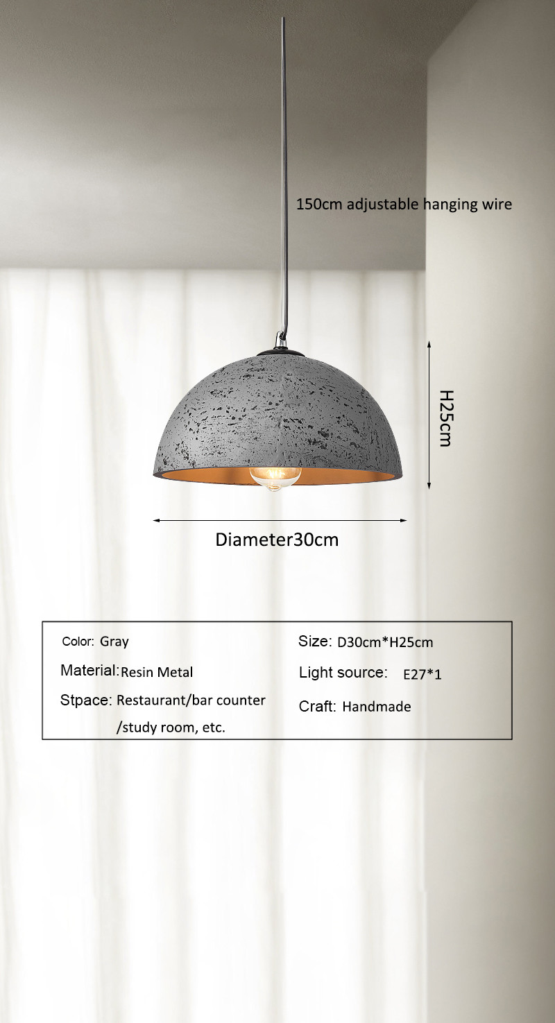 Nordic Simple Wabi-Sabi Style Led Droplights Living Room Bedroom Dome Pendant Light(WH-AP-589)