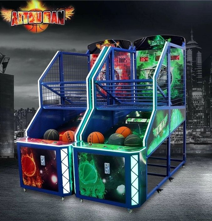 Fancy Shooting Street Basketball Arcade Game Machine Orange Green Blue Color