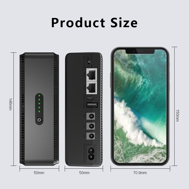 Poe Mini Ups 10400mah 8800mah 18w UPS Power Supply Small Ups For Home Fouter