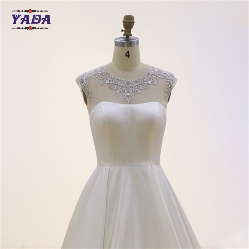 Elegant screen cloth embroidery satin floor-length a-line sweetheart pattern wedding gown bridal dress