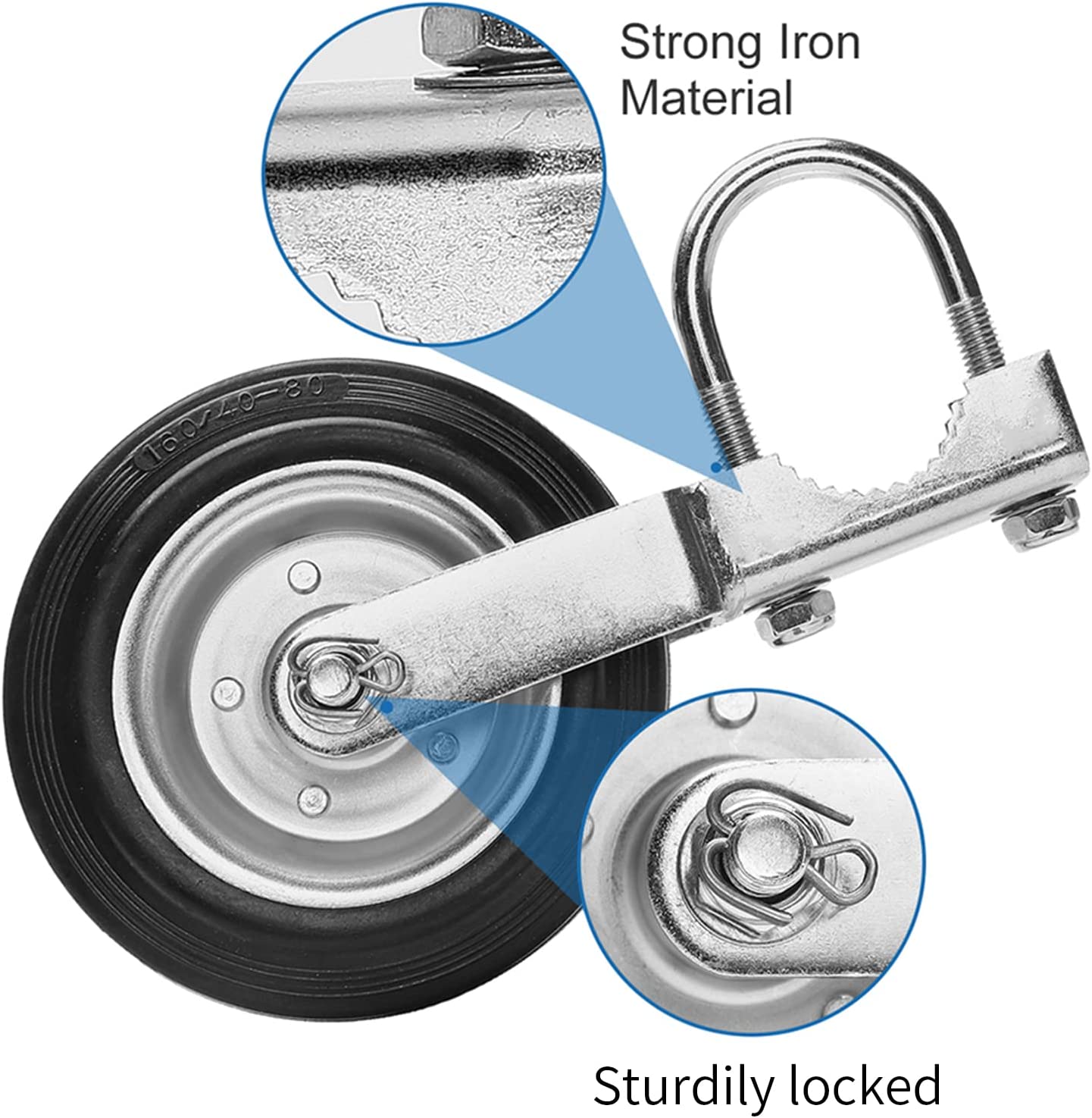 Stainless Steel wheels for Supporting Metal Swing Gates with 1-5/8" Thru 2" Gate Frames