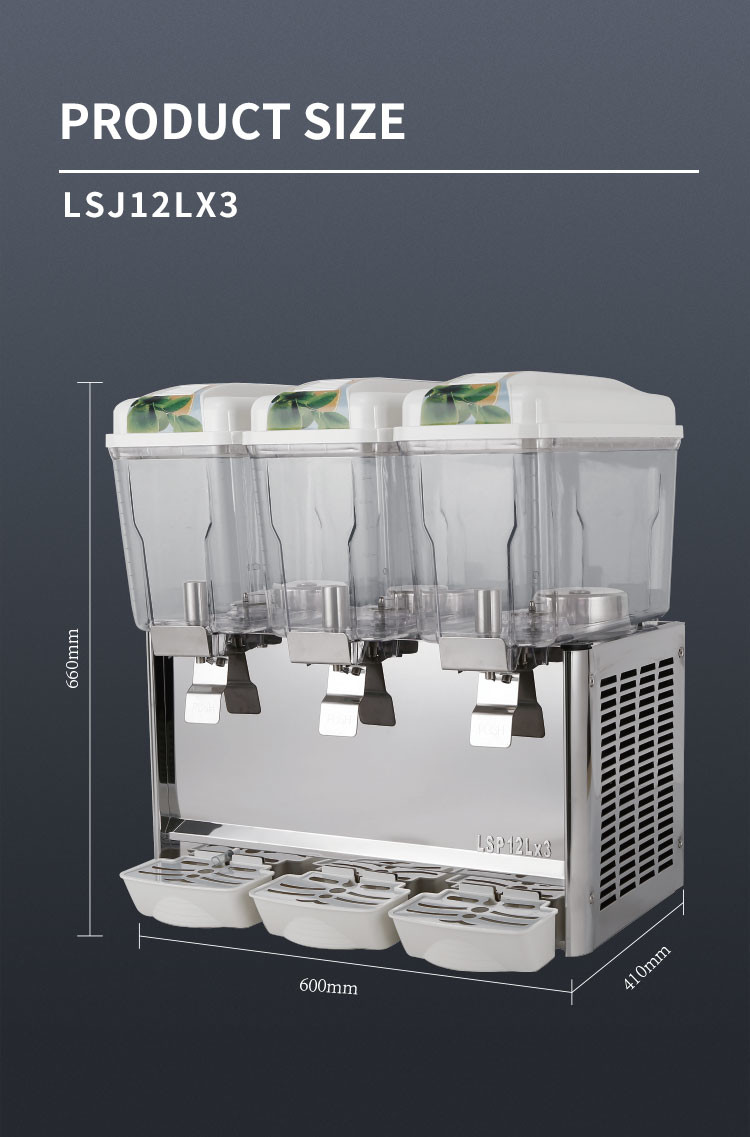 36l 3 Tank Juice Dispenser Stainless Steel Fruit Juice Cooler Machine Portable