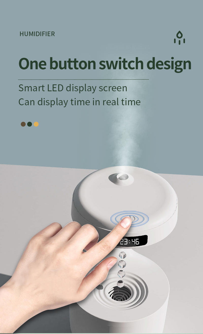 HOMEFISH USB Charging Anti Gravity Water Drop Humidifier 36db-45db