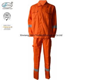 Quality Orange Cotton Fire Resistant Suit Boiler Arc Flash Protective 220gsm wholesale