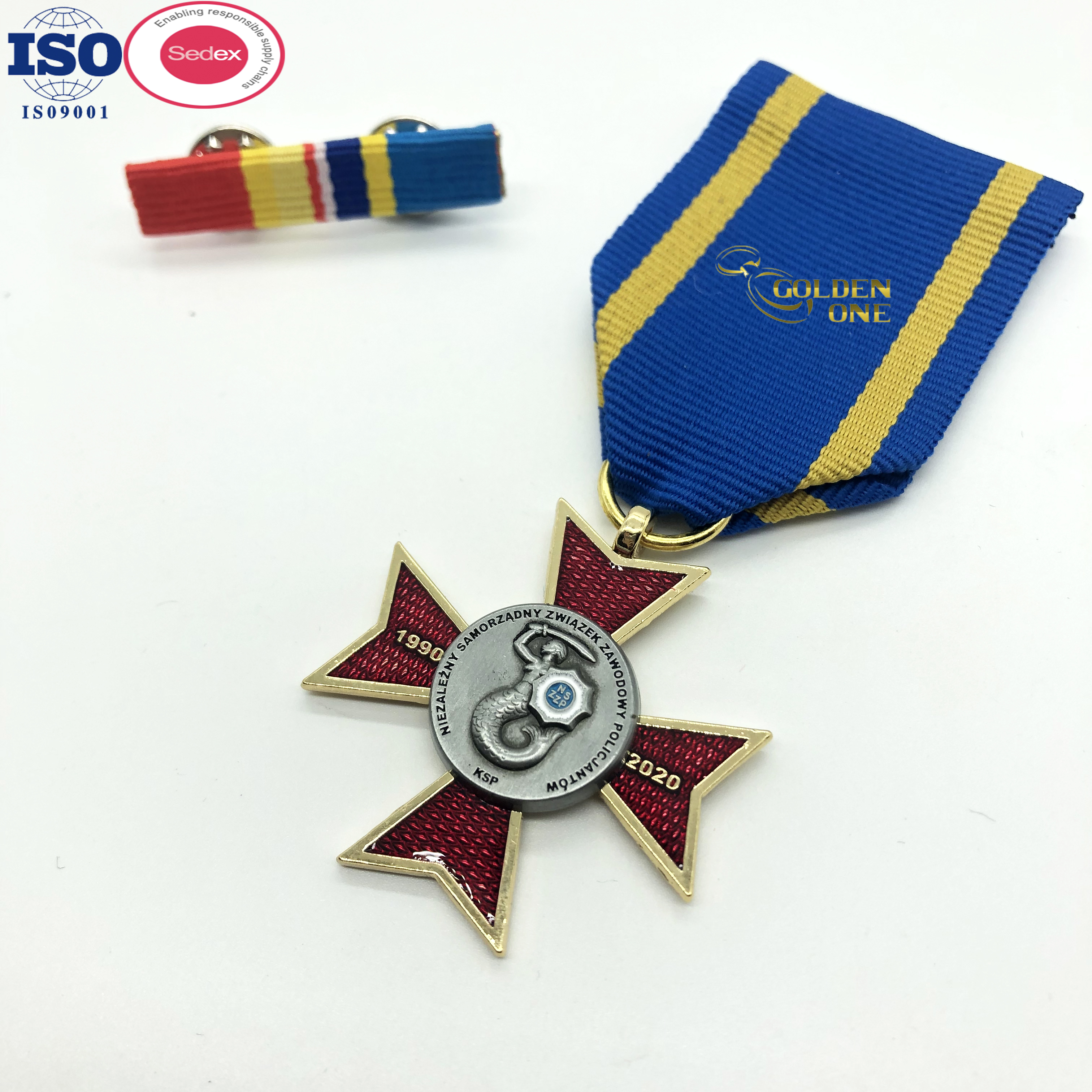 Association Enamel Miraculous Medal , Custom Catholic Religious Medals With Ribbon