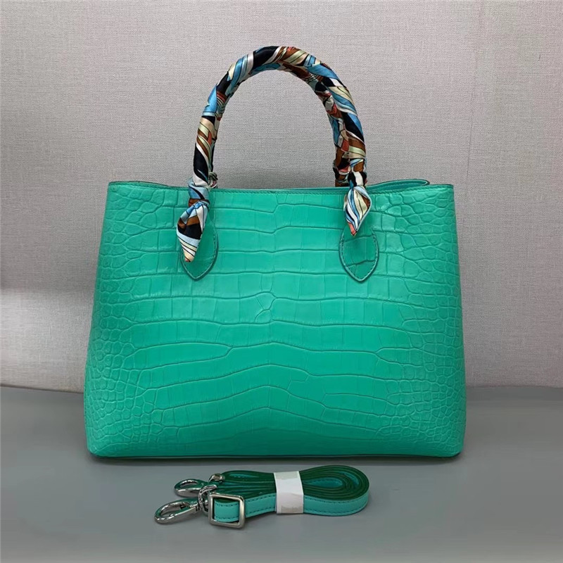 Authentic Crocodile Belly Skin Women Totes Purse Female Handbag Genuine Alligator Leather OL Lady Large Shoulder Bag