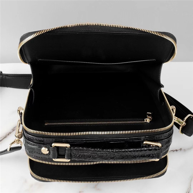 Genuine Crocodile Leather Men Small ZIP Handbag Authentic Alligator Belly Skin Male Cross Shoulder Bag Messenger Bag