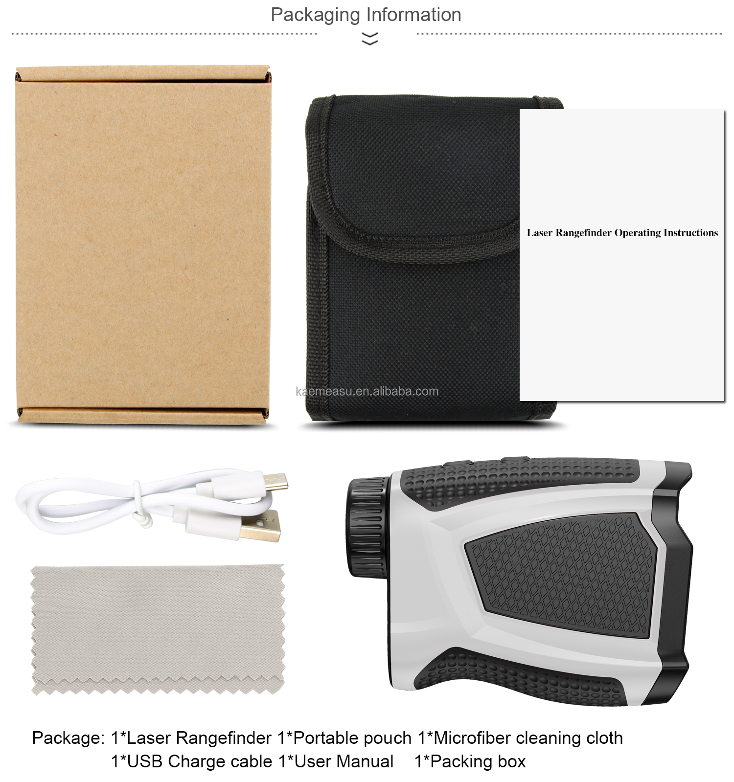 kaemeasu Handheld Rechargeable OEM Hunting Golf Laser Rangefinder With Magnet Adsorption 450M/600M/800M/1000M