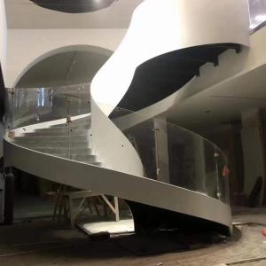 Quality American Oak Treads Curved Tempered Glass For Indoor Wood Arc Stairs wholesale