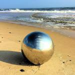 Hollow Stainless Steel Gazing Ball For Gardens 5 1/4 Inch Silver Mirror Globe