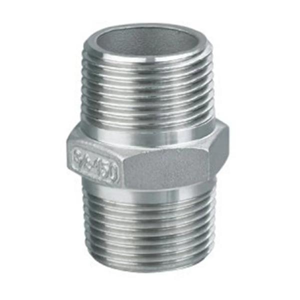 Male Hexagonal Nipple Fitting Silver Sanitary Stainless Steel 201 304 316 Thread