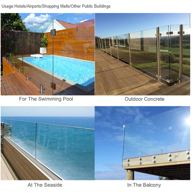 Versatile Guardrail Glass Outdoor Railing Handrail Balustrade Fencing for Industrial