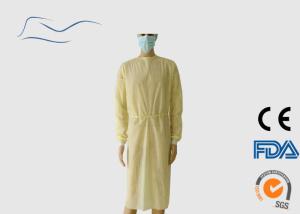 Quality Yellow Disposable Isolation Gowns Knitted Cuffs Style For Hospital 115 * 137CM wholesale