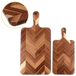 Quality Acacia wood Meat Bread Rectangle cutting board with handle wholesale