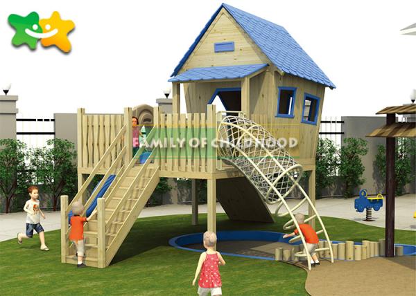 LLDPE Wooden Playground Slide , Garden Swing Slide Wooden Plastic Parts