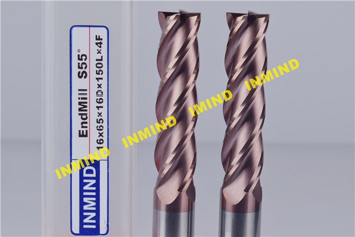 16 - 20 mm Carbide HRC55 Extra Long Square End Mill with SiN / AlTiN Coating