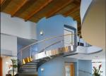 Residential Metal Spiral Staircase Stainless Steel Railing Laminated Glass