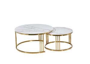 Quality Office Stainless Steel White Circle Marble Dining Table wholesale