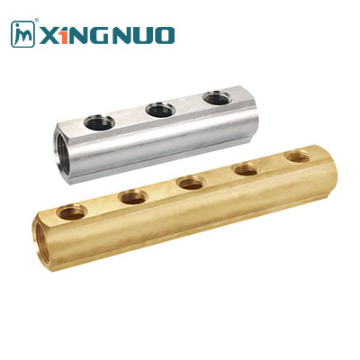 Manifold Water Separator Distributer PTFE Seal Heavy Duty Forged Brass Distribution Manifold With Threaded Connection