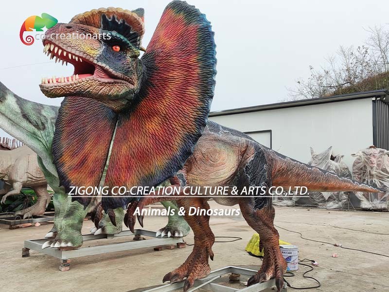 Dilophosaurus Animatronic Factory Life Size Amusement Park Animatonic Dinosaur Dilophosaurus