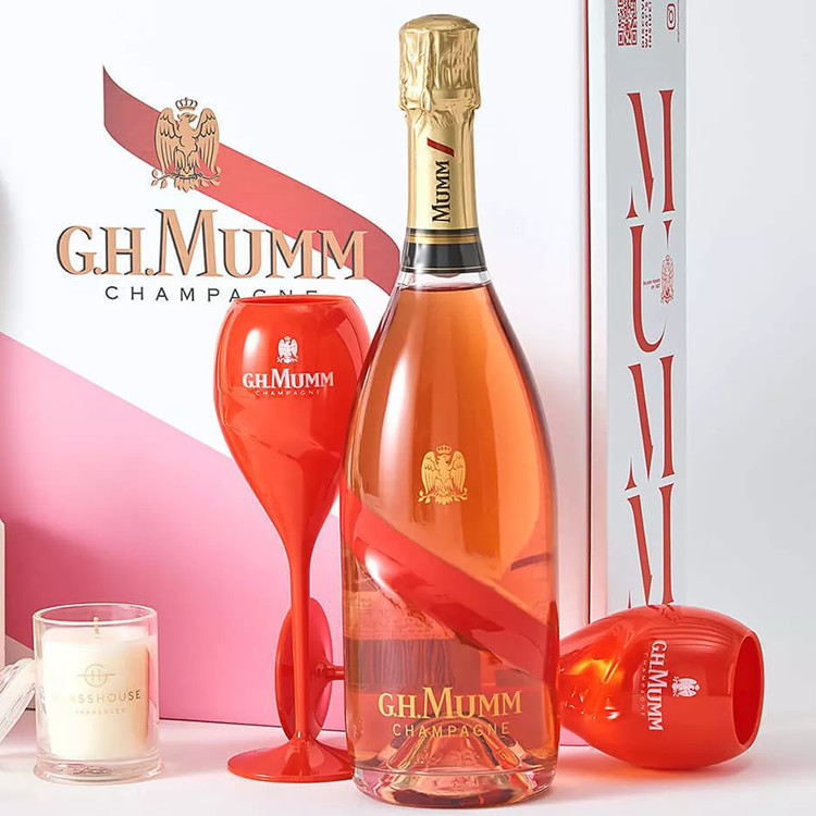 Unbreakable Acrylic G.H. Mumm Champagne Glasses Red Plastic Tulip Champagne Flutes