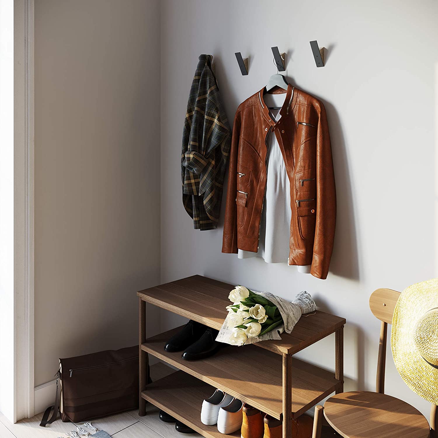 Standard Black Walnut Hooks for Hanging Coats Wall Hooks Decorative Wall Hooks