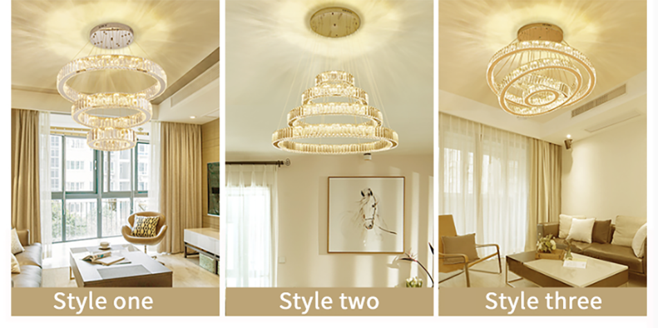 Luxury Staircase Crystal Chandelier Large Modern Rings silver chandeliers(WH-NC-49)