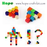 Natural color multi-colored wooden suare cubes blocks for children DIY craft