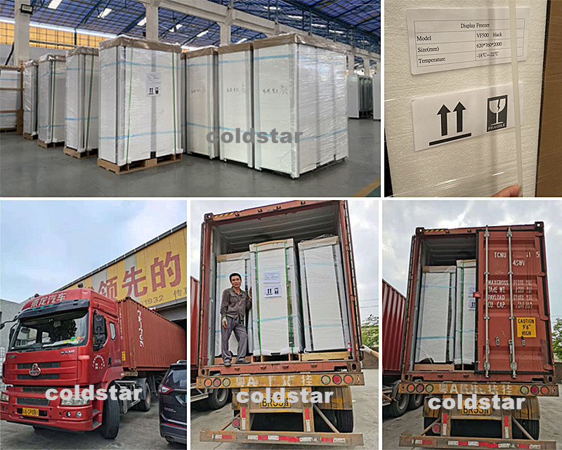 Supermarket Refrigerated Showcase Ice Cream Upright Display Freezer Commercial Glass Door Freezer