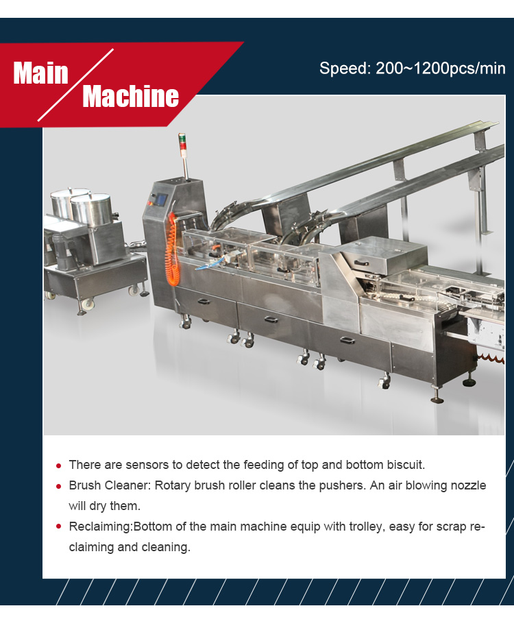 Good Price Biscuit Cream Sandwiching Machine 3 To 8mm Biscuit Thickness