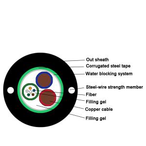Quality Hybrid 24 Core GYXTW Fiber Optic Cable With Two Copper Power Wires wholesale