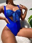 Blue Medium 1 Piece Ladies Slimming Swimsuits Breathable