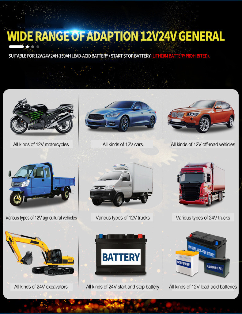 Automotive 12V2A Pulse Repair Battery Charger Lead Acid
