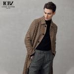 Men's Lapel Overcoat Brown and Yellow Double-sided Woolen Coat for Business