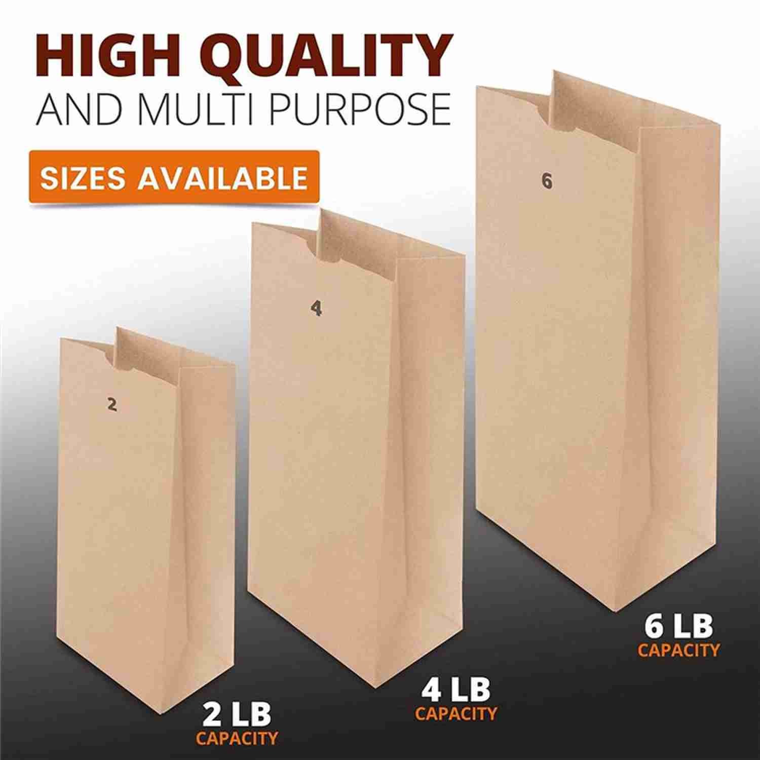 6 LB 5 LB Paper Snack Bags Grocery Brown Paper Bags Square Bottom