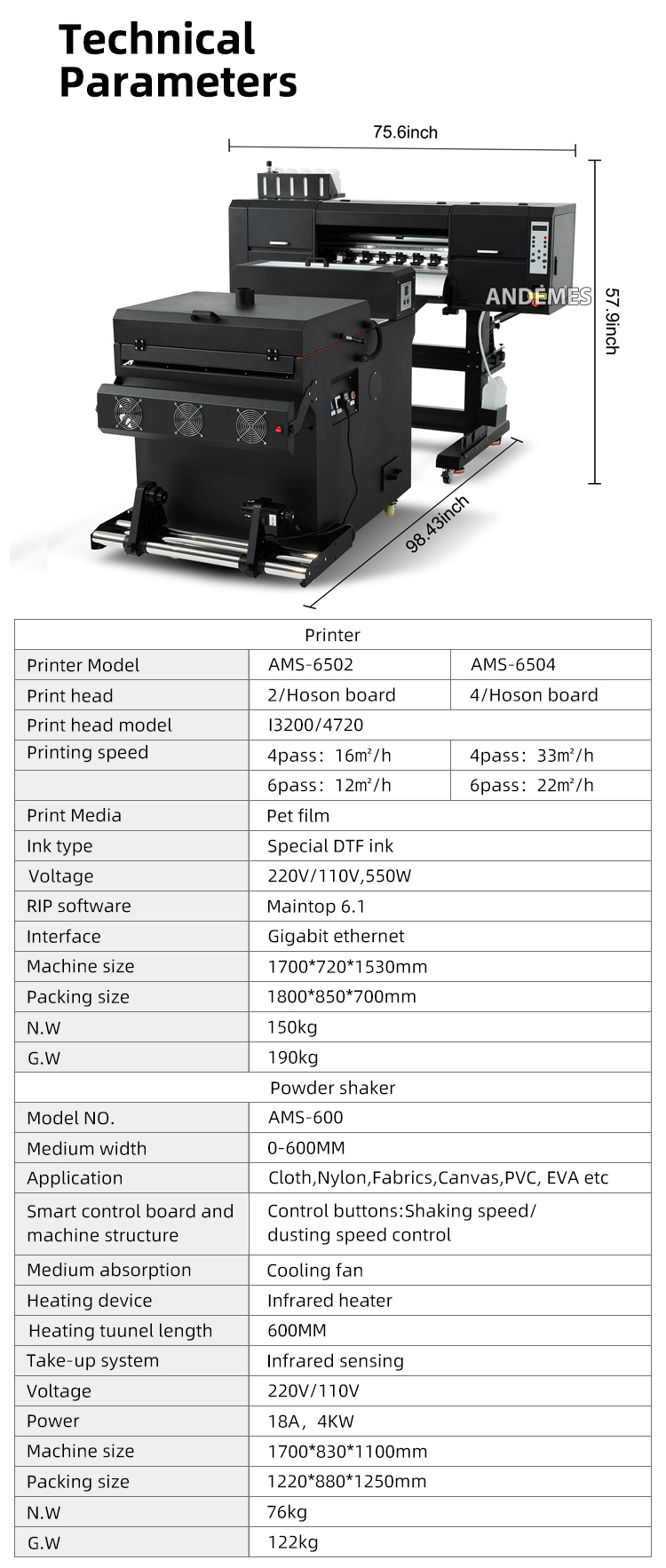A1 60cm Dtf Printer Roll To Roll Machine All In One Model White Ink Circulation