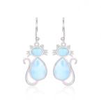 Cabochon S925 Blue Larimar Silver Jewelry Butterfly Drop Earrings