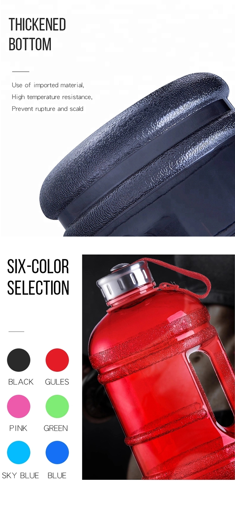 BPA FREE Latest Large Multi-capacity Portable 3.78L Water Bottle 1 Gallon GYM Plastic Water Jug Bottle With Easy Carry Handle