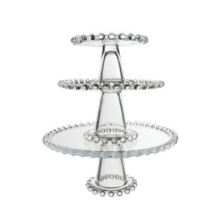 Quality 1-3 cake stand set eco-friendly lead-free crystal transparent dome glass cake stand wholesale