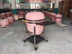 Charcoal 22 Inch Pink Ceramic Kamado Grills BBQ Bamboo Handlle