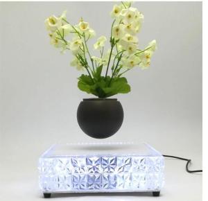 Quality led light crystal base magnetic floating levitate air bonsai plant pot for christmas gift wholesale