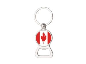 Quality Custom personalized national holiday promotion printed Canada country flag logo bottle opener key ring, wholesale