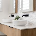 Modern Wood Bathroom Vanities Double Sink Waterproof Bathroom Cabinet for