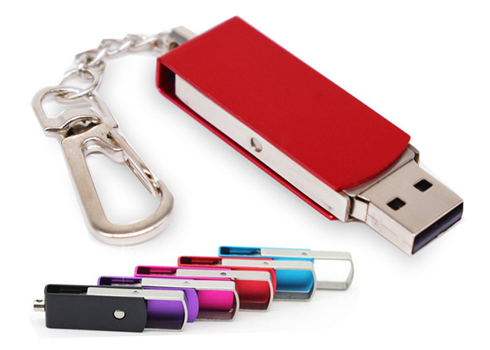 128g 3.0 Metal Flash Drive Keyring , Red Metal Usb Keychain With Laser Print Logo