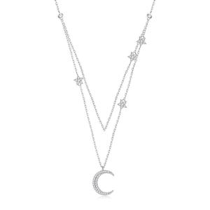 Quality 18in 2.9g Sterling Silver Necklace Chains AAAAA CZ Double Chain Necklace ODM wholesale